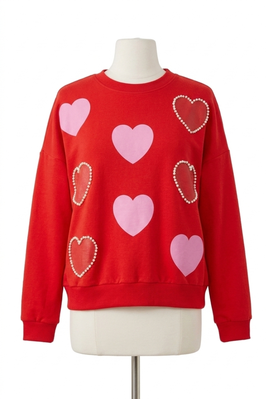 NEW ODDI hearts of love sweatshirt in red
